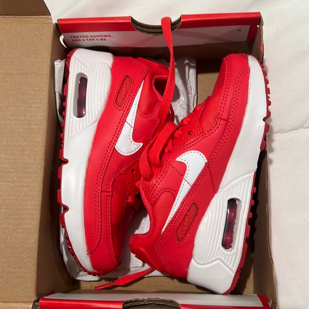 NEW in box Nike Air Max 90 size 11c. Red/white